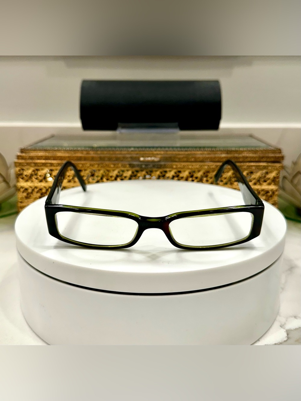 Prada Project Green Jeweled Rx Eyeglass Frames, 1 broken temple tip w/Prada Case - Picture 3 of 17